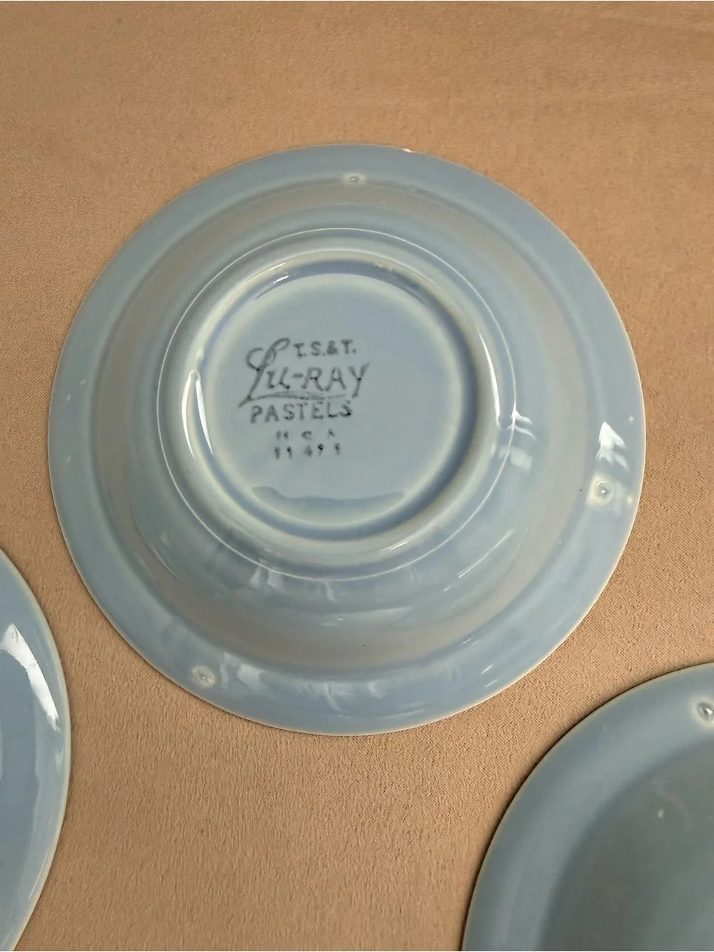 Vintage Lu-Ray Pastels Bowl - Set of 4 - Small Berry Dish Light Blue USA Easter
